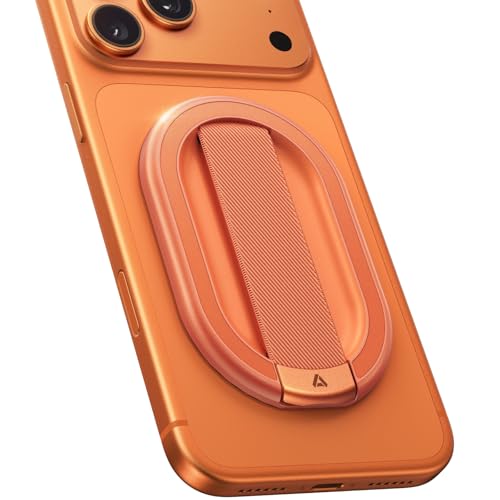 andobil [2026 All-New] Magnetic Phone Grip for Magsafe with Finger Strap [Comfortable & Durable] Magnetic Phone Ring Holder for MagSafe Accessories & iPhone 17 Air 16 Pro Max Plus 15 14 13 12, Orange