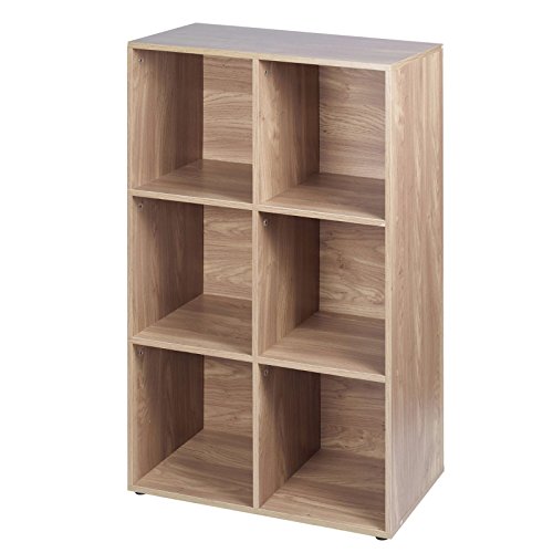 URBNLIVING 6 Cube Oak effect Modular Wooden Bookcase Shelving Display Shelf Storage Unit