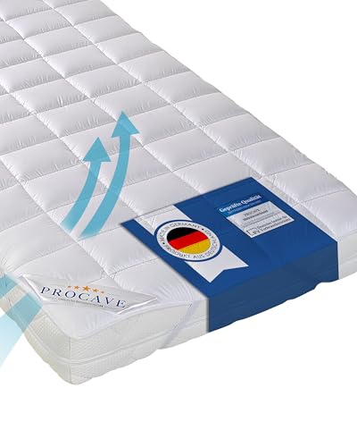 PROCAVE® Matratzenschoner 100x200 cm Topper | Molton Matratzenauflage mit 4 Eckgummis | Atmungsaktive Matratzentopper & Matratzenauflage | Anti Milben Matratzenbezug | Mattress Topper Made in Germany