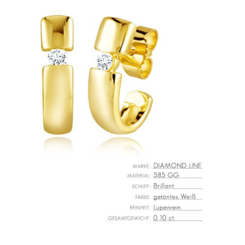 Diamond Line Damen - Ohrstecker 585er Gold 2 Diamanten