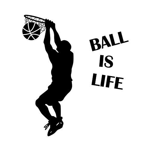 Vinyl Wall Art Decal - Ball Is Life - 23" X 28" - Dunk Hoop Sports Fans Home Apartment Living Room Bedroom Sticker Decor - Basketball Player Silhouette Kids Teens Mural Decals #TOP25