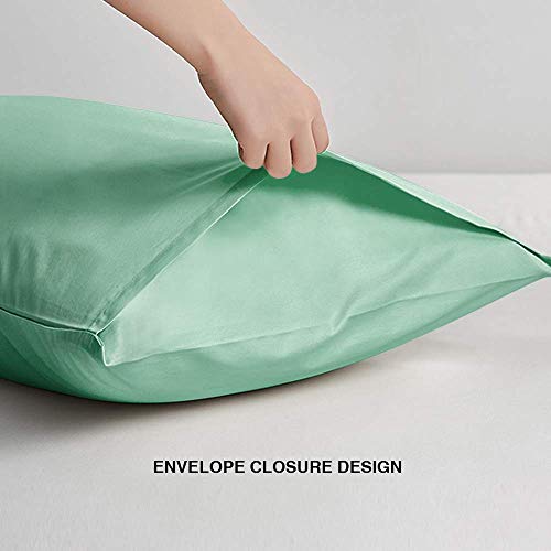 FLXXIE Microfiber Pillow Cases Standard Size, Soft Pillowcases with Envelope Closure, Wrinkle, Stain Resistant Pillow Covers, 20x26, Sea Green