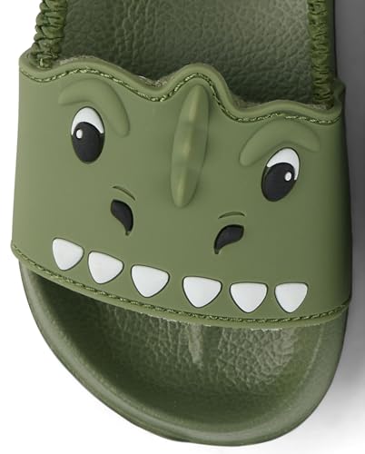The Children's Place,and Toddler Everyday Slide Sandals With Backstrap,Olive Dino,8 - image 3