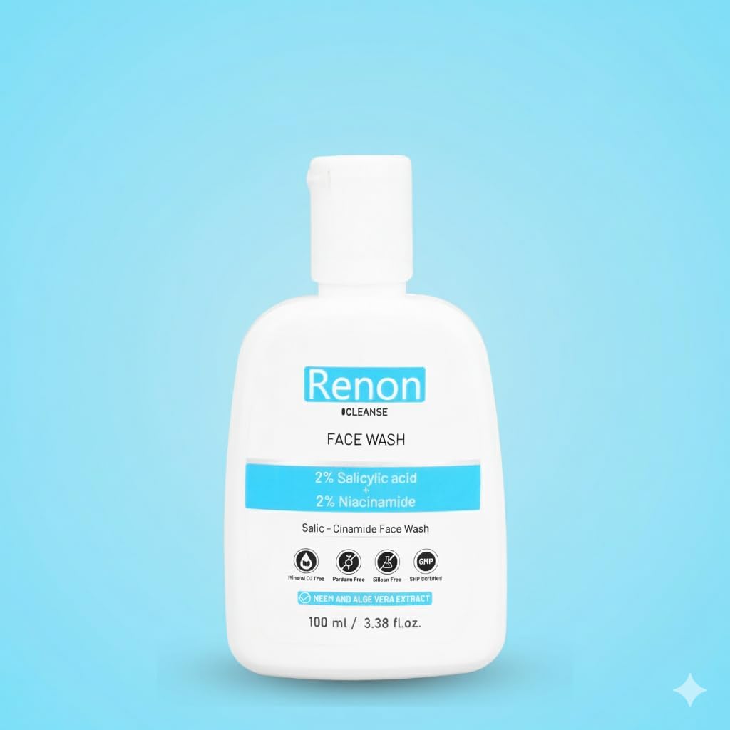 Renon 2% Salicylic acid and 2% Niacinamide Face wash with Neem and Aloe Vera Extract | Salicylic Face wash man & woman for Oily and Acne Skin (100 ml)