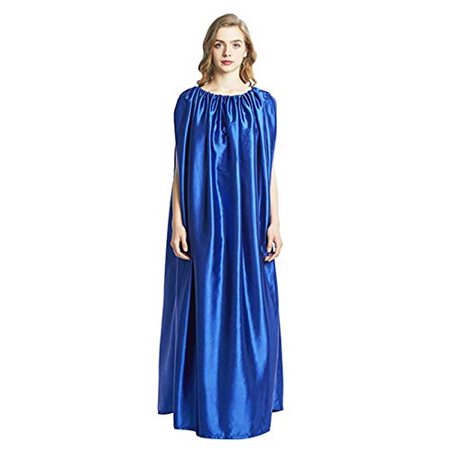 DELITLS Peignoir de sauna en soie artificielle pliable sans manches pour femme - Pour la maison - Bleu Cover