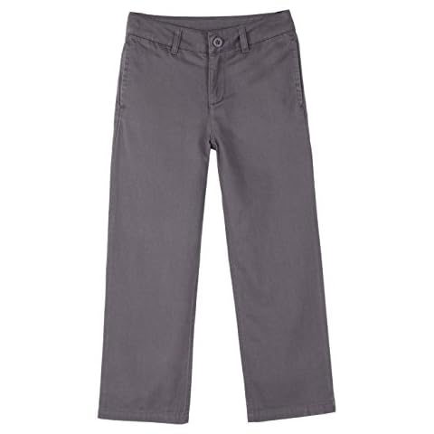 Bienzoe Boys School Uniform Pants: Kids Adjustable Waist Cotton Regular Slacks Grey Size 10 Cover
