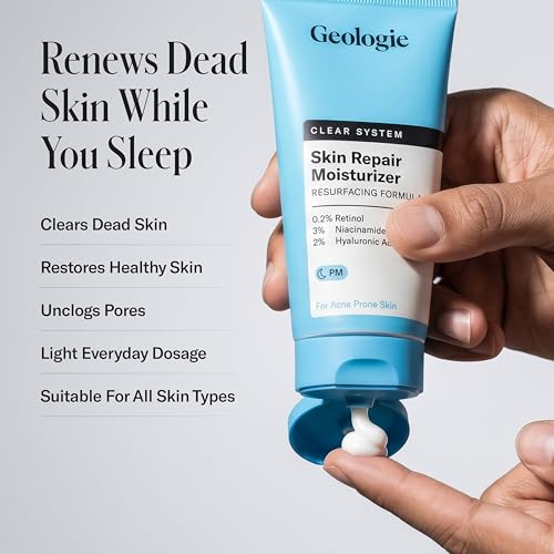 Image of Geologie Skin Repair Moisturizer Face Cream | Clear System Retinol Resurfacing Formula | For Blemish Prone Skin with Niacinamide & Hyaluronic Acid | 60 ML (Pack of 2)