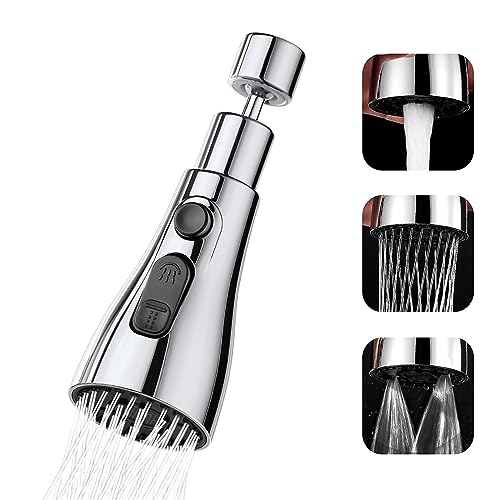 360 °Swivel tap Adapter G1/2 Kitchen Sink Tap Spray Head Pull Out Tap with 3 Modes,Kitchen Faucet Spray Head Replacement Part Adjustable Water Tap End Flow Nozzle Tap Bubbler Head Aerator.