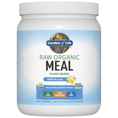 Best Organic Protein Powders For A Clean Diet 26 Garden of Life Meal Replacement Shakes, Raw Organic, Vanilla Protein Powder with Plant Based Pea Protein, Sprouts, Greens, Probiotics, Dairy Free 14 Servings