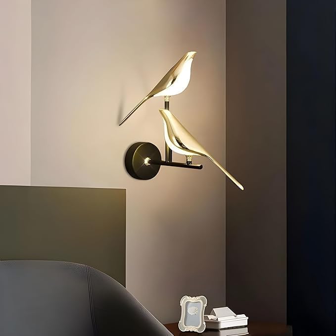 Image of Golden Bird LED Wall Light for Living Room & Bedroom, Modern Decorative Wall Lamp for Home, Cafe & Restaurant (Double Bird WALL)