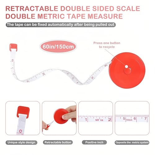 2PCS cinta métrica doble 60 pulgadas azul miniatura 7