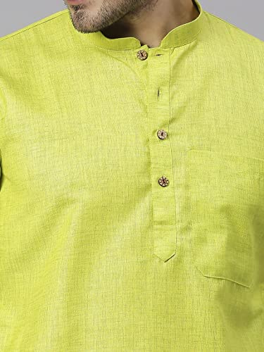 Image of Rajubhai Hargovindas Men's Pure Cotton Woven Design Half Sleeve Kurta