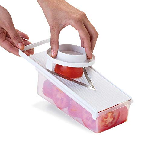 FATIADOR DE TOMATE LEGUMES COM RECIPIENTE COLETOR PLASTICO