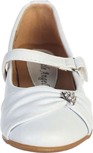 Ivory Pearl or White Infant & Girl's Flat Shoes with Rhinestone Heart2