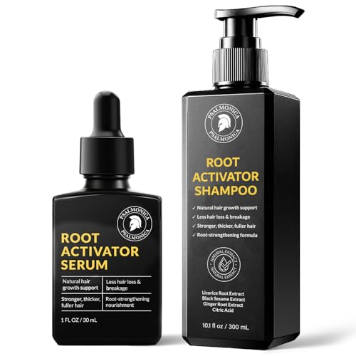Root Activator Shampoo for Men &amp; Hair Growth Serum Kit: Scalp Care for Hair Loss and Thinning Hair - Natural Hair Loss RegrowthTreatments for Women Men (11.1 Fl Oz (Pack of 1))