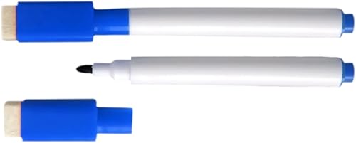 Kangkang @ 10 unids pizarra blanca regrabable borrado en seco marcadores bolígrafos con tapa de borrador (azul)