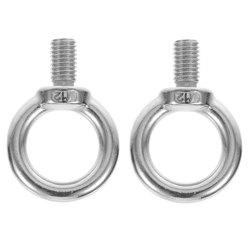 Veemoon 2pcs M12 304 Stainless Steel Eye Ring Bolts Heavy Duty Lifting Screw Rings Nut for Industrial Hoisting and Rigging Applications