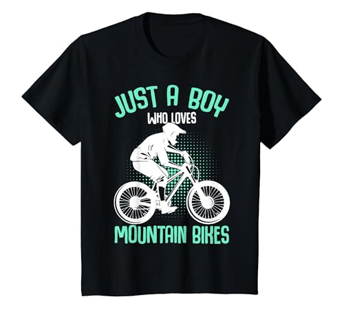 Just A Boy Who Loves Mountain Bike MTB Downhill Biker Kids T-Shirt, Youth, Black, Small
