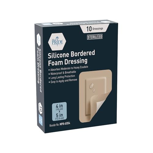 MED PRIDE Silicone Foam Dressings 4x5 Inch (10 Pack)