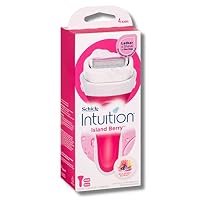 Schick - Intuition, Womens Razor Kit with 2 Refills, Island Berry, 4 Blade Razor, Skin Moisturising Soap, Lather and Shave, No Shave Gel Required, Acai Berry Extract