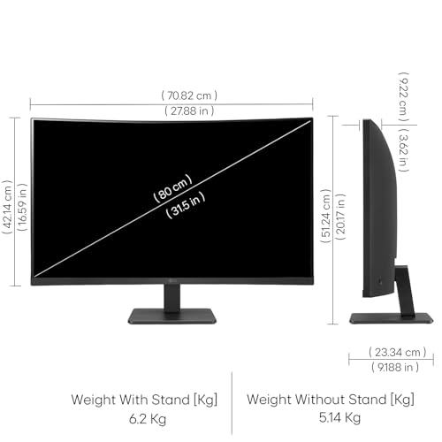 Image of LG 32MR50C 80 cm (31.5 Inch) Full HD Curved (1920x1080) VA PC Monitor w / 100Hz, 5ms (GtG), AMD FreeSync, D-Sub, 2xHDMI, Tilt Adjustable Anti-Glare, 3-Side Virtually Borderless Design, NTSC 72% (Black)
