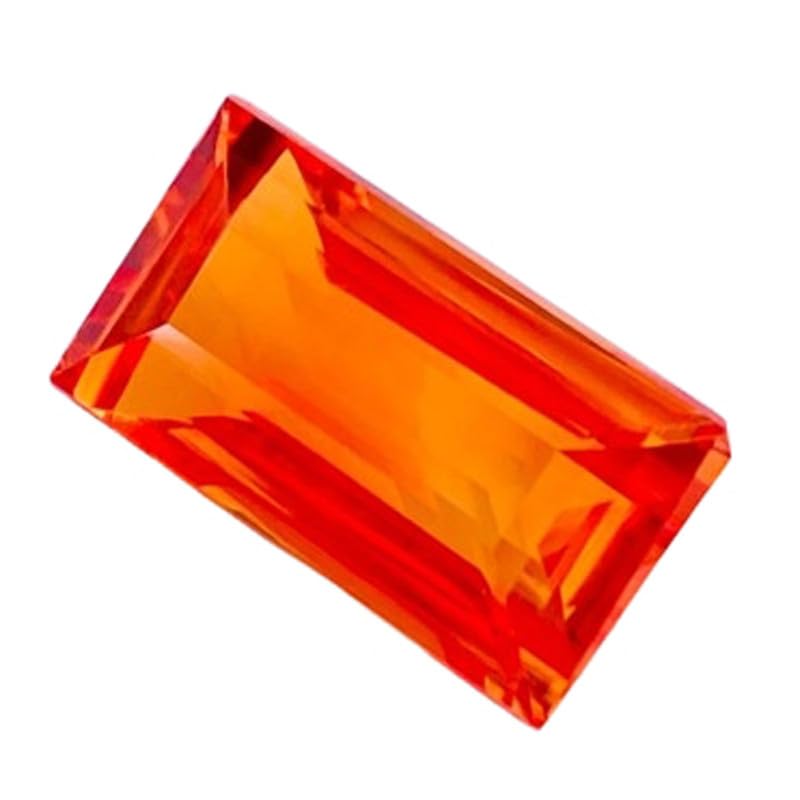 Pierre de saphir orange taille émeraude 14mm, la perfection naturelle pour la haute joaillerie