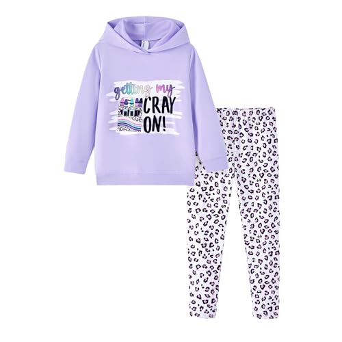 Image of PATPAT Girls 2 Piece Outfits Long Sleeve Hoodie and Leggings Clothing Set Outfits for Girls 4-12Y Fall /Winter Outfits
