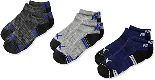 PUMA Big Boys' 6 Pack Sock, Blue/black, 9-11