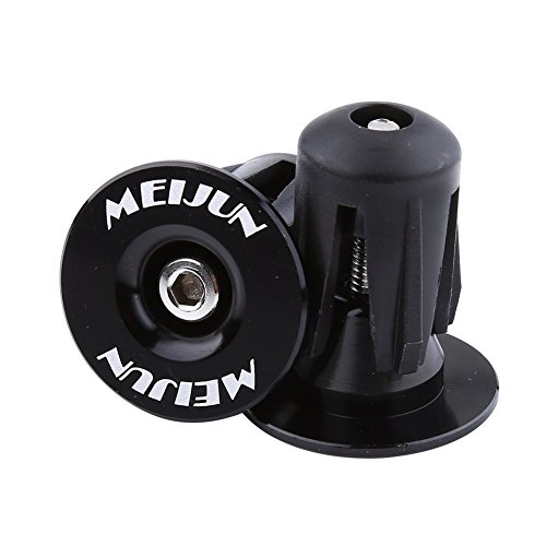 2pcs Cycle Handlebar Cap, Aluminum Bicycle Handlebar End Plugs Bike Bar End Plugs for Most Bicycles Road Bike(Black)