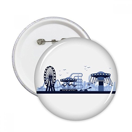 Bouton badge vêtement décoration parc d'attractions bleu pins XXL rond