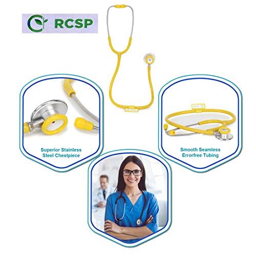 Image of RCSP Stethoscope for Doctors Micro Plus Students Medical Professional Version Yellow Aluminum Chest Piece