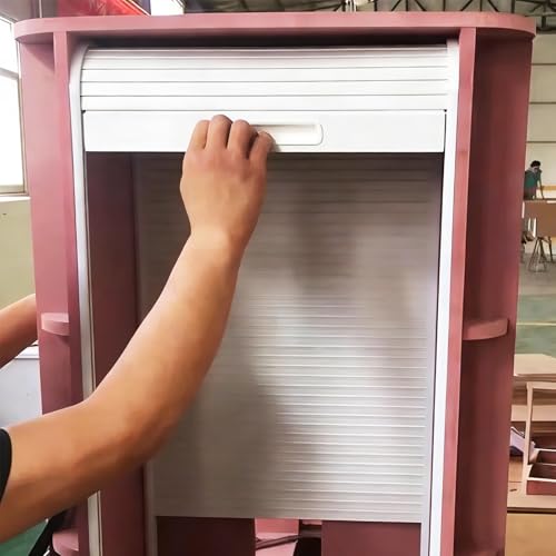 Innovz Tambour Door Kit Pantry Cabinet Shutter Door, Small Spaces Roll Up Sliding Pull-Down Gate, Retractable ABS Wardrobe Cupboard Door(25x38cm(10x15in))