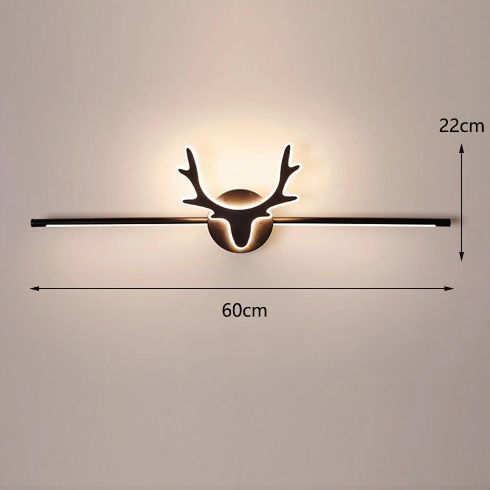 Mengjay Applique da Parete Interno Moderno,Lampada da Specchio LED Bagno 3000K/4000K/6000K,Lampada da Parete Corna di Cervo Decorative Illuminazione a Parete per Camera da Letto Soggiorno (60cm)