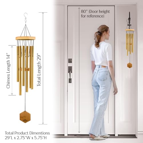 UpBlend Outdoors Wind Chimes for Outside, 29" Bronze Wind Chime Outdoor, Zen Garden Chimes for Outdoors Tin Windchime - Image 4