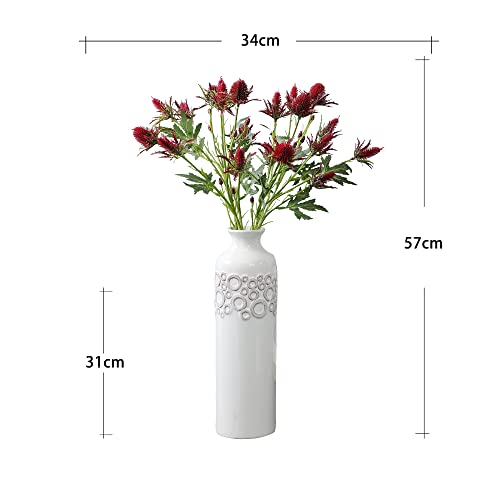 LNGO 27 inch 1 Bundle 2 Brunches Faux Holly Leaf Artificial Greenry UV Resistant Bushes Shrubs Office Home Outdoor Decoration (White)