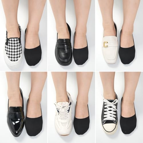 Image of No Show Socks for Women, Non Slip Nylon Thin Footies Invisible Silky Low Liner Socks for Loafers Flats 6 Pairs