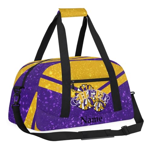 Vintage Yellow Purple Personalized Duffle Bag for Kids Custom Dance Ballet Bag with Name Lightweight Travel Weekender Overnight Bags Sport Gym Duffel Bag Workout Carry On Tote for Girls Boys3
