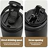 Water Bottle 24 Oz/Stainless Steel Tumbler with Straw - Vacuum Insulated Water Bottle for Home, Office or Car Reusable Cup With straw,Cold for 12 Hrs or Iced for 24 Hrs(Black)