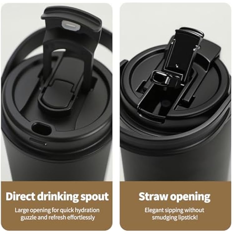 Water Bottle 24 Oz/Stainless Steel Tumbler with Straw - Vacuum Insulated Water Bottle for Home, Office or Car Reusable Cup With straw,Cold for 12 Hrs or Iced for 24 Hrs(Black)