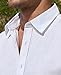 DEMEANOR White Linen Shirts for Men Short Sleeve Button Down Shirts Summer Beach Casual Linen Shirt Vacation Medium