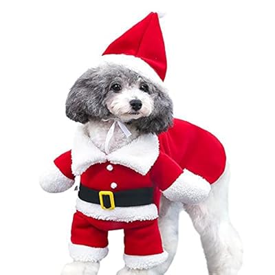 Pet Christmas Costume, Joycabin Dog Cat Christmas Outfit with Santa Hat, New Year Clothing Accessories, Cute Santa Claus Puppy Kitty Party Clothes Pet Gift