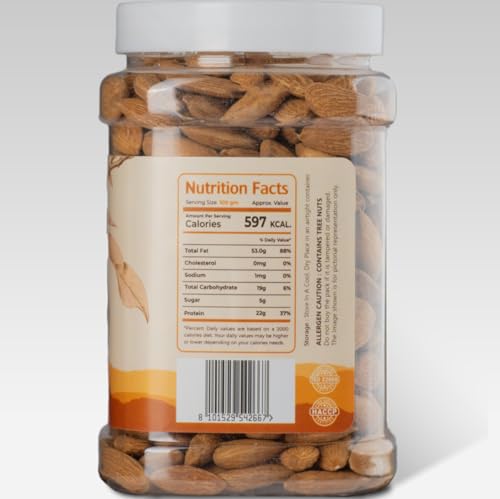 Image of Pureserve Natural California Almonds 1Kg (500g*2) - Whole Badam Giri | High in Protein, Fiber & Essential Nutrients | Boosts Immunity & Energy | 100% Natural, Gluten-Free Superfood | Jar Pack OF 2