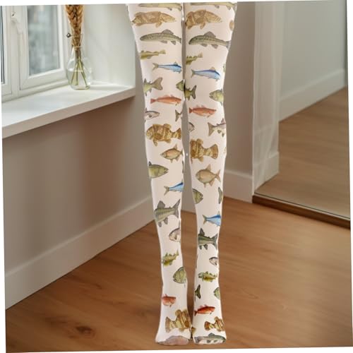 Women's Patterned Tights, Colorful Tropical Fish Printed 120D Fun Tights for Women Cute Pantyhose Opaque Stockings with Designs for Girl Supplies, M3
