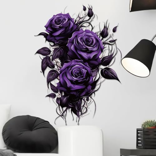 Vinilo decorativo con patrón de rosa púrpura oscuro miniatura 5