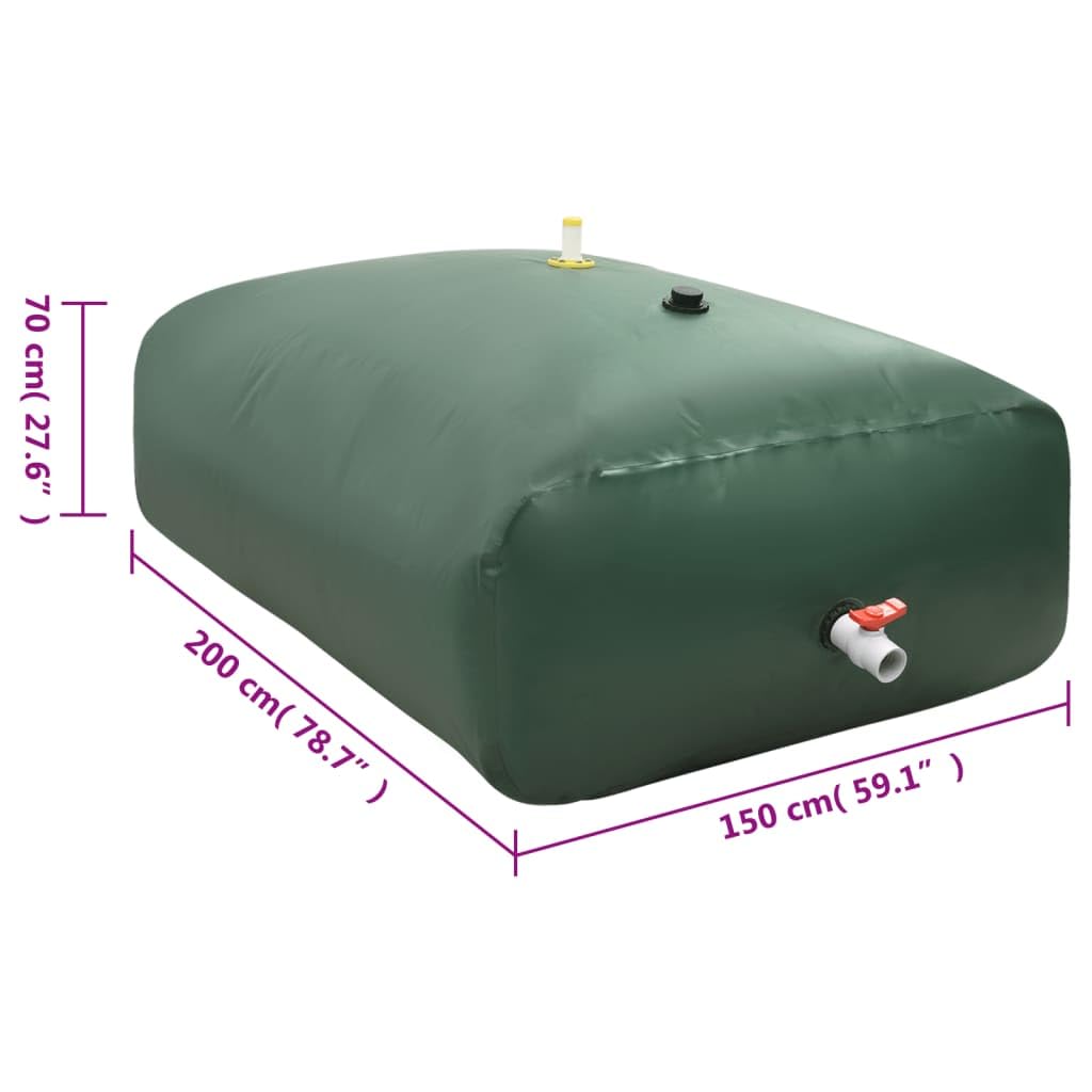 Depósito de agua plegable de 2100 L de PVC resistente a desgarros con grifo y salida de aire, depósito rectangular de agua de lluvia para riego de jardín, camping, terraza e invernadero