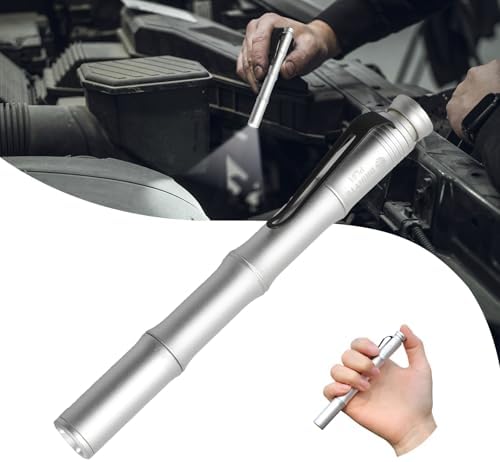 Brinyte PL01 165 Lumen Pen Light Flashlight Dual Mode High Low Ultra Thin AAA Battery Powered Inspection Light for Automotive Repair Mechanics Electricians with Pocket Clip (Silver)