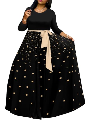 Image of Plus Size Maxi Dress for Women V Neck 3 /4 Sleeve Wrap Dress