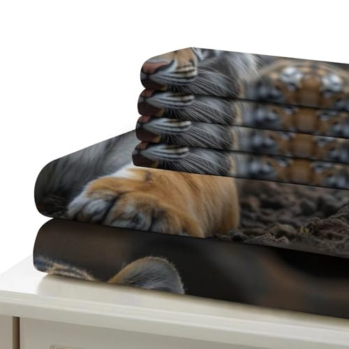 Housse de couette tigre 3D en microfibre lit simple 135x200 - 7