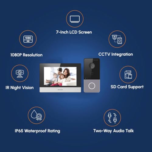 Image of HIKVISION IP Video Door Phone Kit with DS-KH6320-WTE1 7-Inch Indoor Monitor and DS-KV6113-WPE1 Villa Door Station, Wi-Fi, PoE, Two-Way Audio