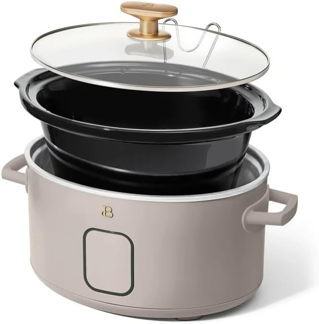 Beauti 6 Qt Programmable Slow Cooker, 5 Cooking Presets, Digital Countdown Timer, Dishwasher Safe Parts, Smart Design, Practical Features (Porcini)